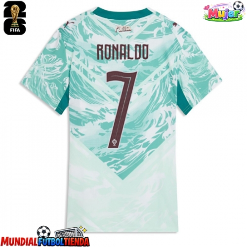 Camiseta Portugal Cristiano Ronaldo #7 Segunda Equipación Replica Mundial 2026 para mujer mangas cortas